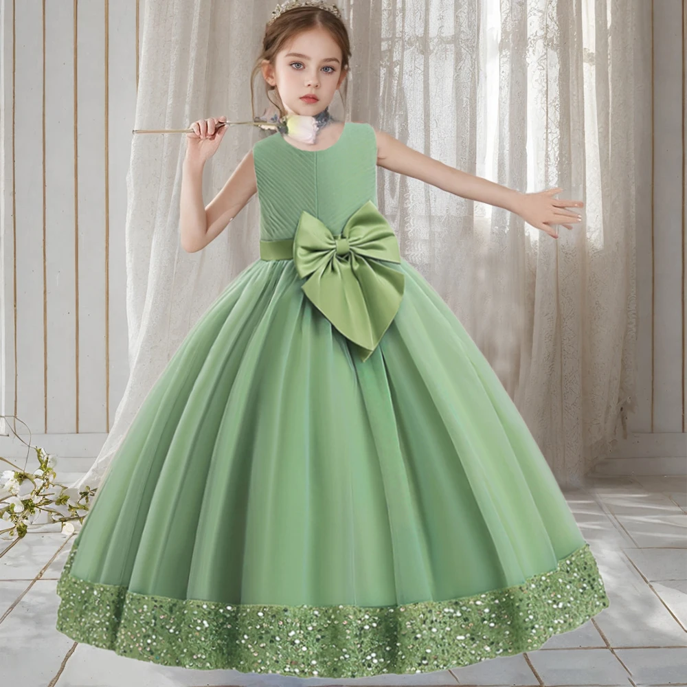 Элегантное Бальное Вечернее Платье С Большим Бантом Для Девочек-платье