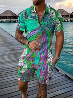 unicorn polo shirt set mens tracksuit graffiti animal 3d printed sets summer cute fashion clothes harajuku mens clothing