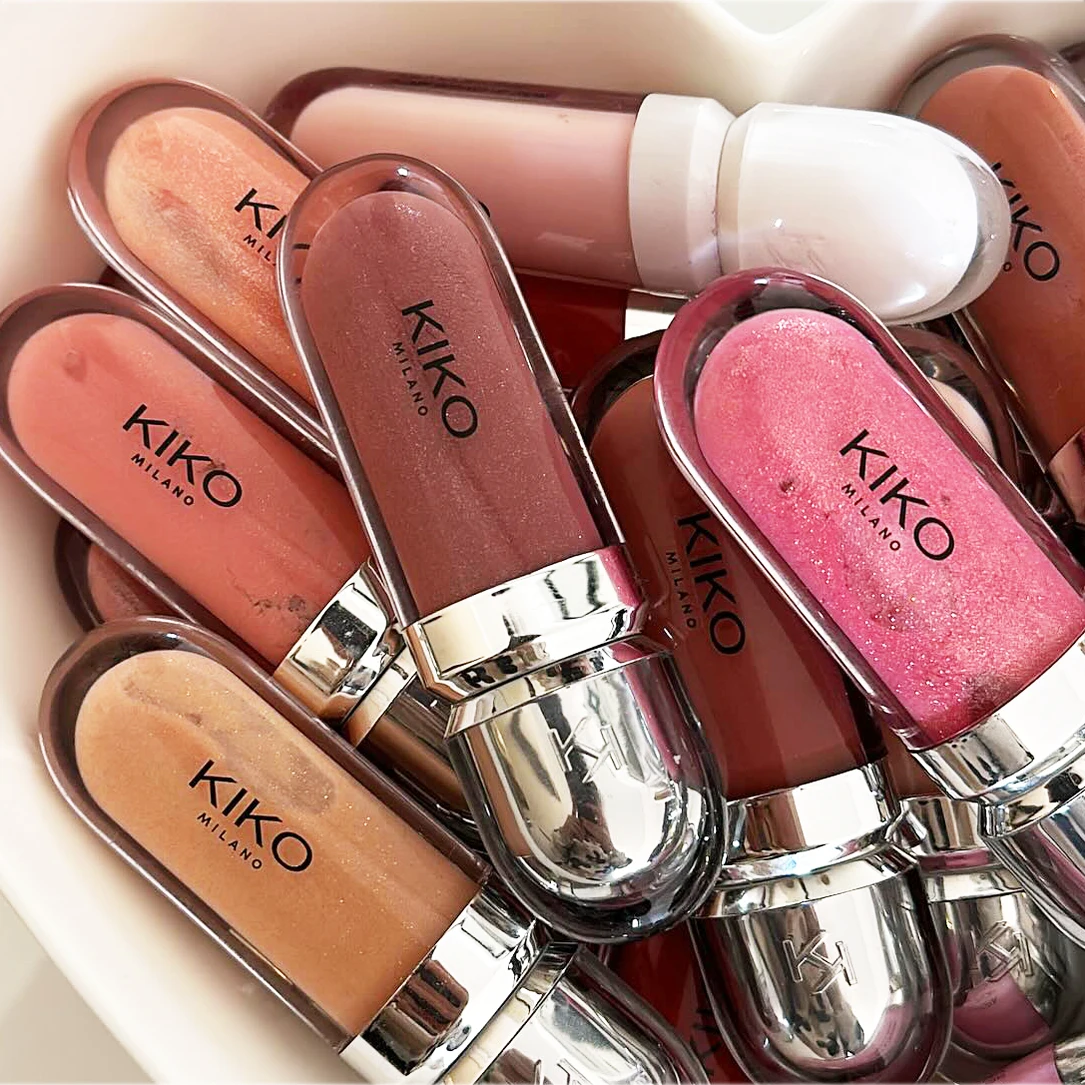 Kiko 3D Hydra LipGloss Non-fading Waterproof Blusher Moisturizing Shimmer Makeup Lip Gloss Lipstick Brun Rose Pearly Mauve Liner
