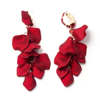 925 silver needle fashion exaggerated retro earrings female japanese and korean personality long red rose petal tassel earrings