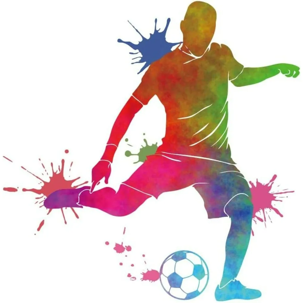 Наклейки на стену футболиста спортивная фигура градиент цвета наклейка