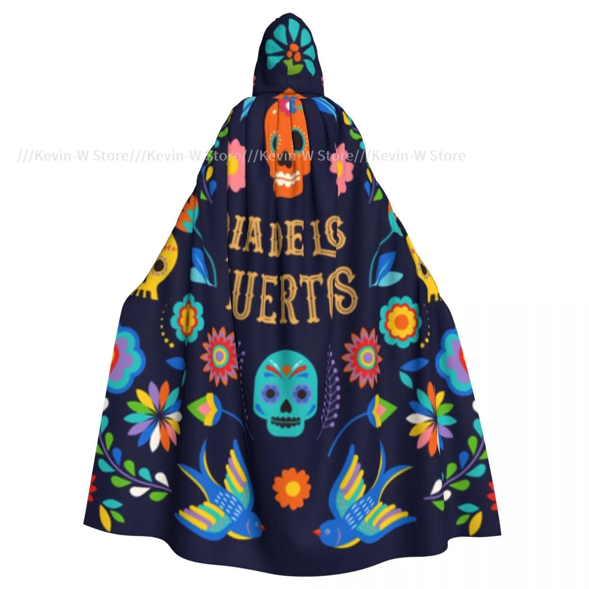 

Длинная накидка-плащ Dia De Los Moertos, осенняя накидка с капюшоном