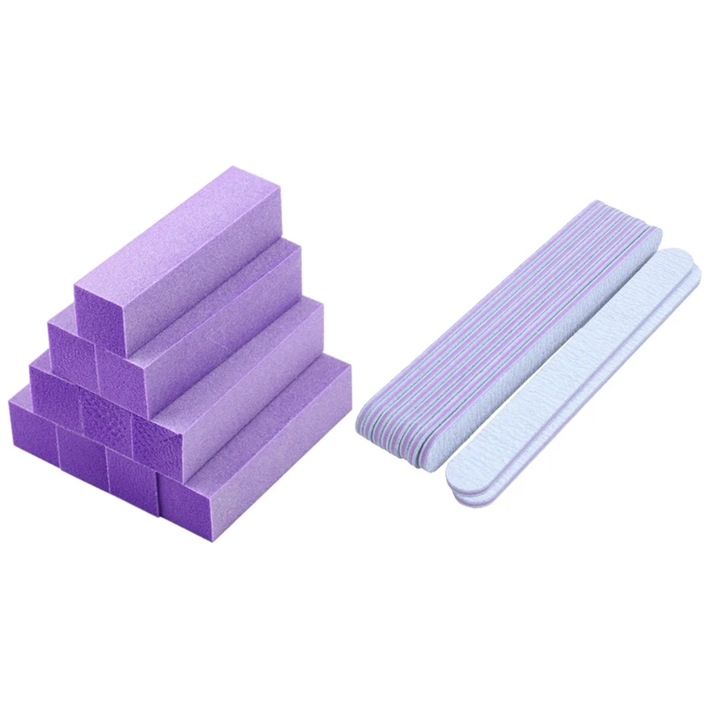 

10 Pcs Sanding Buffer Block Files Pedicure Manicure Nail Art Tips & 10 Pcs Nail Files Double Sided Straight Emery Board