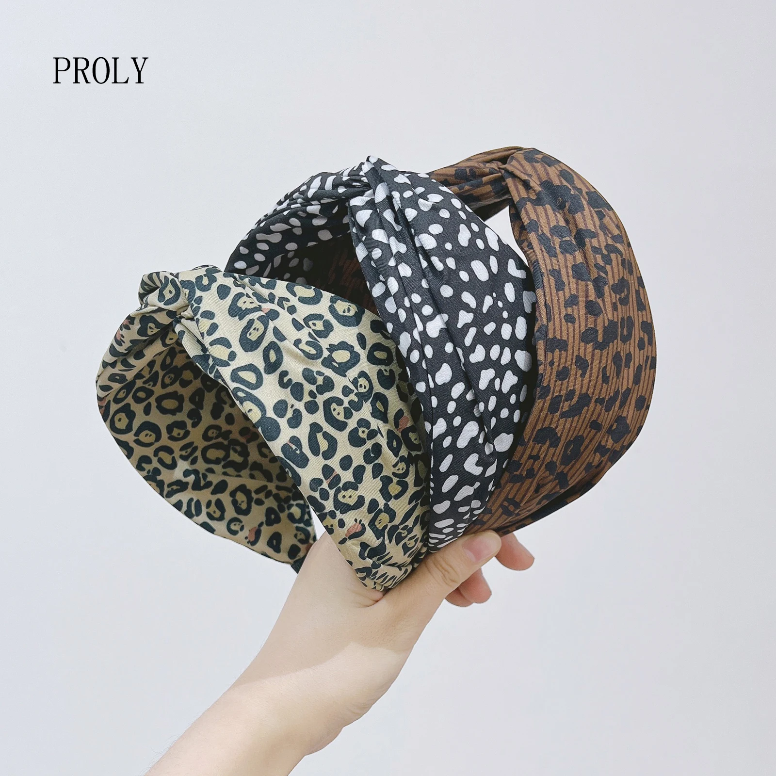 

PROLY New Fashion Spring Hair Accessories Leopard Hairband For Women Wide Side Cross Knot Headwear Headband