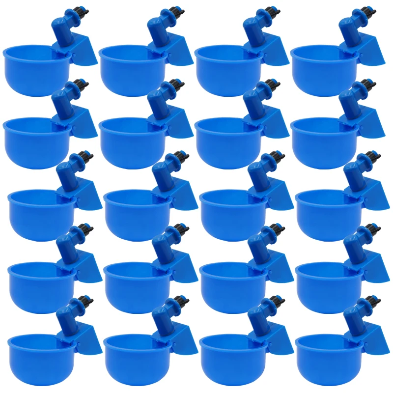 40 Pcs Automatic Chicken Drinking Water Cups, Farm Coop Poultry Drinker Bowl with Fixing Screw, Backyard Birds Chicks Feeder