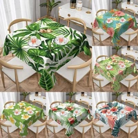 tropical green exotic palm leaves waterproof washable square table cloth cover for party banquet home dinner decor 60x60