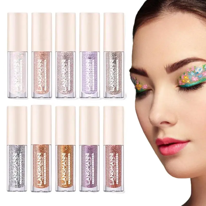 

Liquid Glitter Eyeliner 10 Colors Eye Liners For Makeup Quick-Drying Sparkling Eyeliner Liquid Eye Shadow Set For Cosplay Show