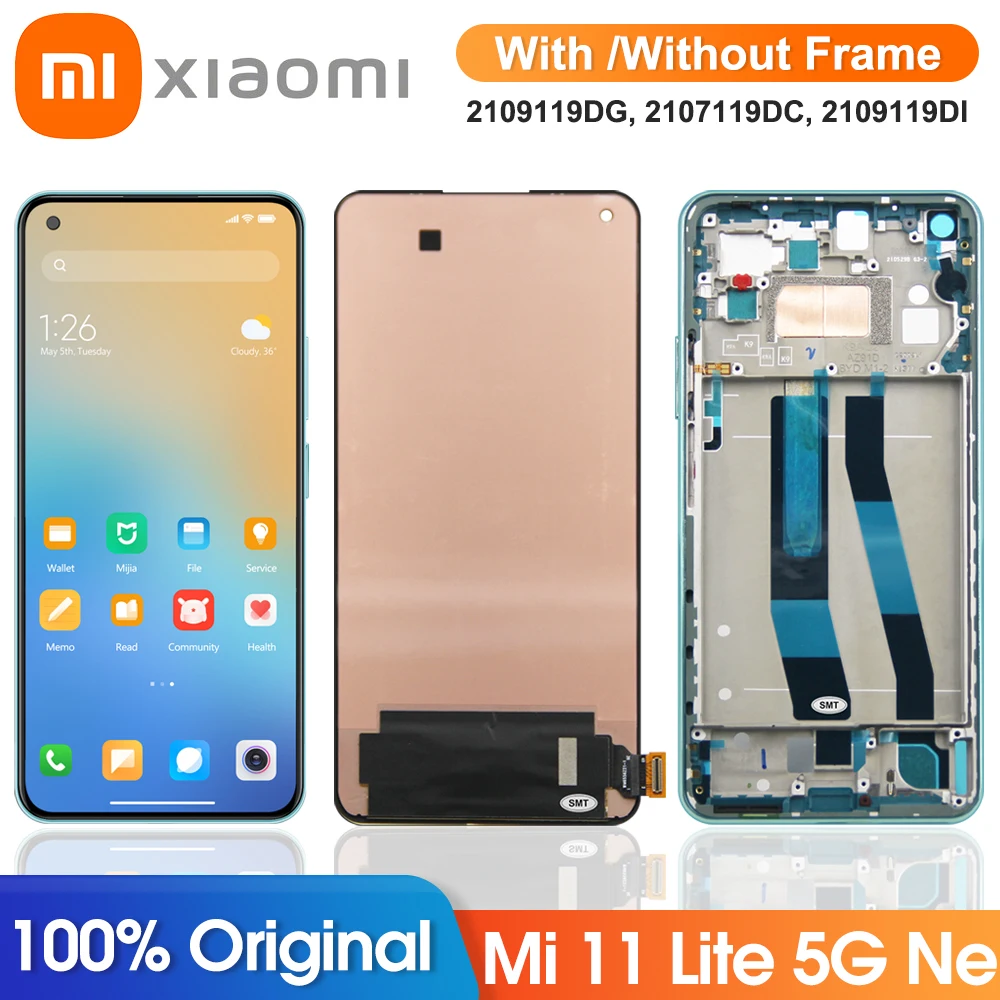 

6,55 "Оригинальный дисплей Mi 11 Lite 5G NE 2109119DG, для Xiaomi 11 Lite 5G NE ЖК-дисплей с сенсорным экраном и дигитайзером в сборе
