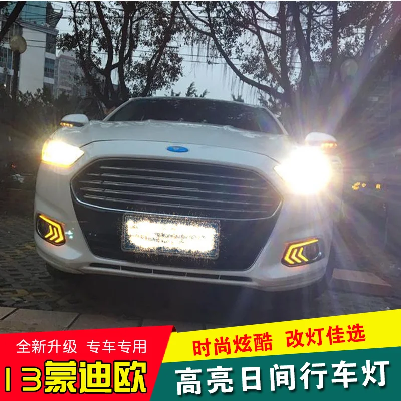 Фото Для Ford Mondeo Fusion 2013 2014 2015, с поворотным желтым реле сигнала, водонепроницаемый автомобильный дневной ходовой сигнал 12 В, Светодиодный дневной ... №3