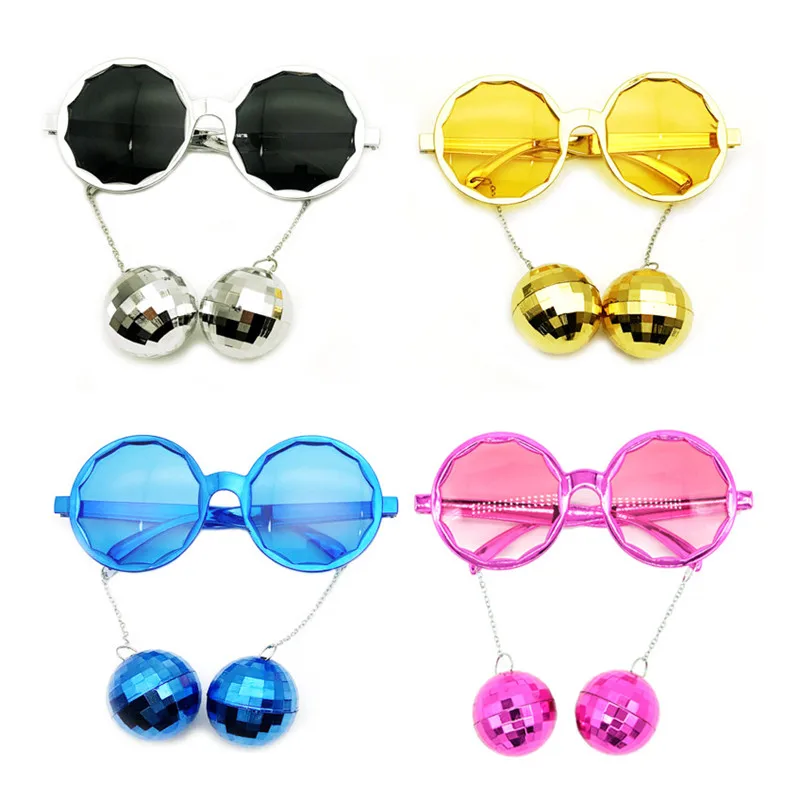 

4 pack Shiny Hanging Disco Ball Glasses Costume Music Festival Party Favors Accessories Creative Sunglasses Rock Party Suppliers