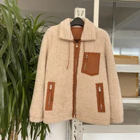 Factory High Quality Beat Price Women Shearling Jacket Ladies Lamb Fur Genuine Leather Jacket 100% Natural Fur Coat Winter Warm