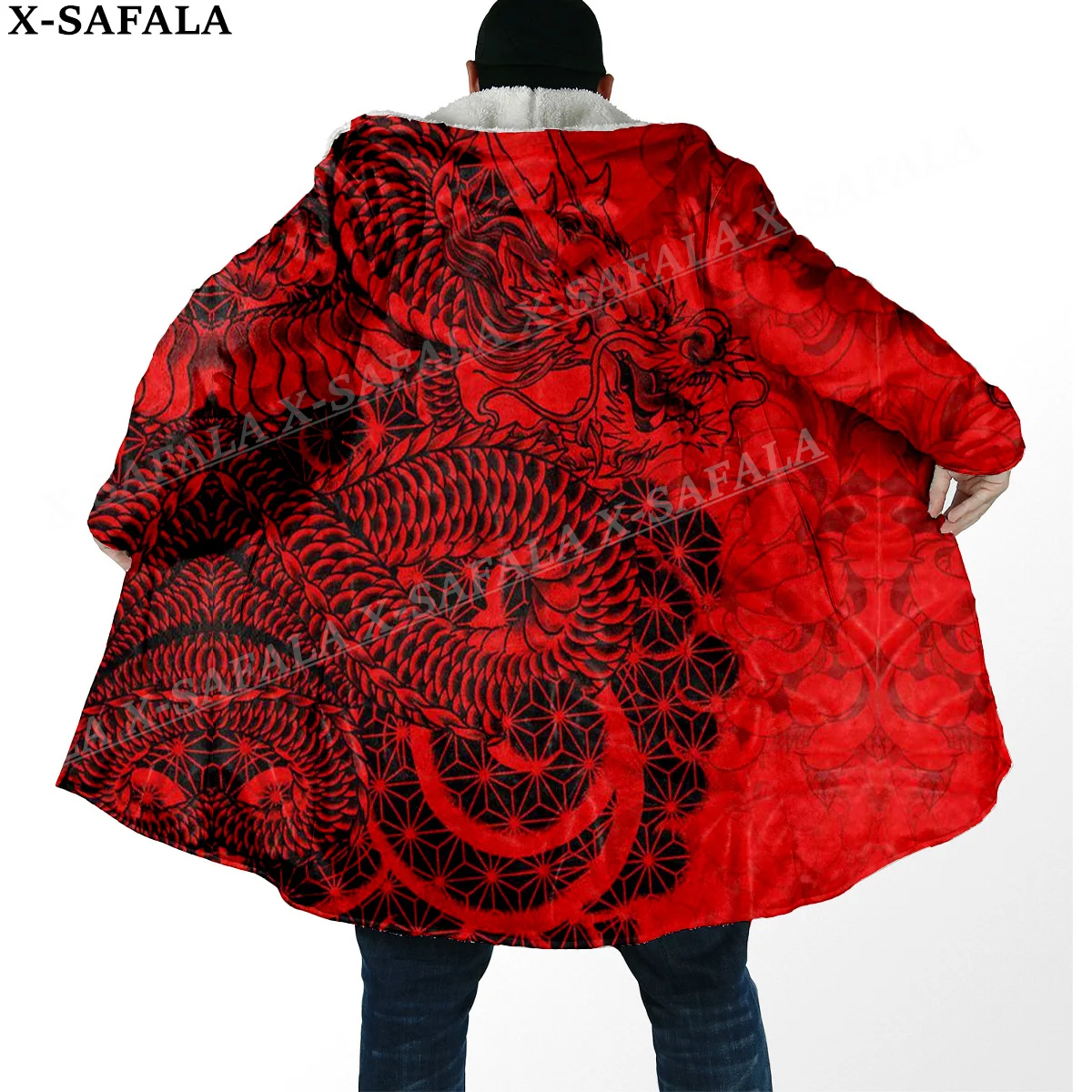 Мужской плащ с капюшоном HULINHJALMUR FENRIR'S гнев толстый теплый ветрозащитное