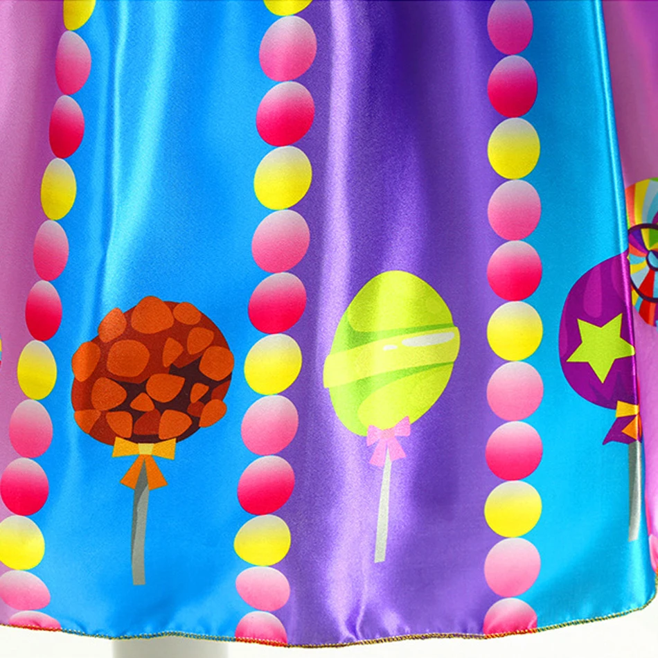 Радужный костюм для девочек Purim Day конфеты детский косплей леденец принт платье