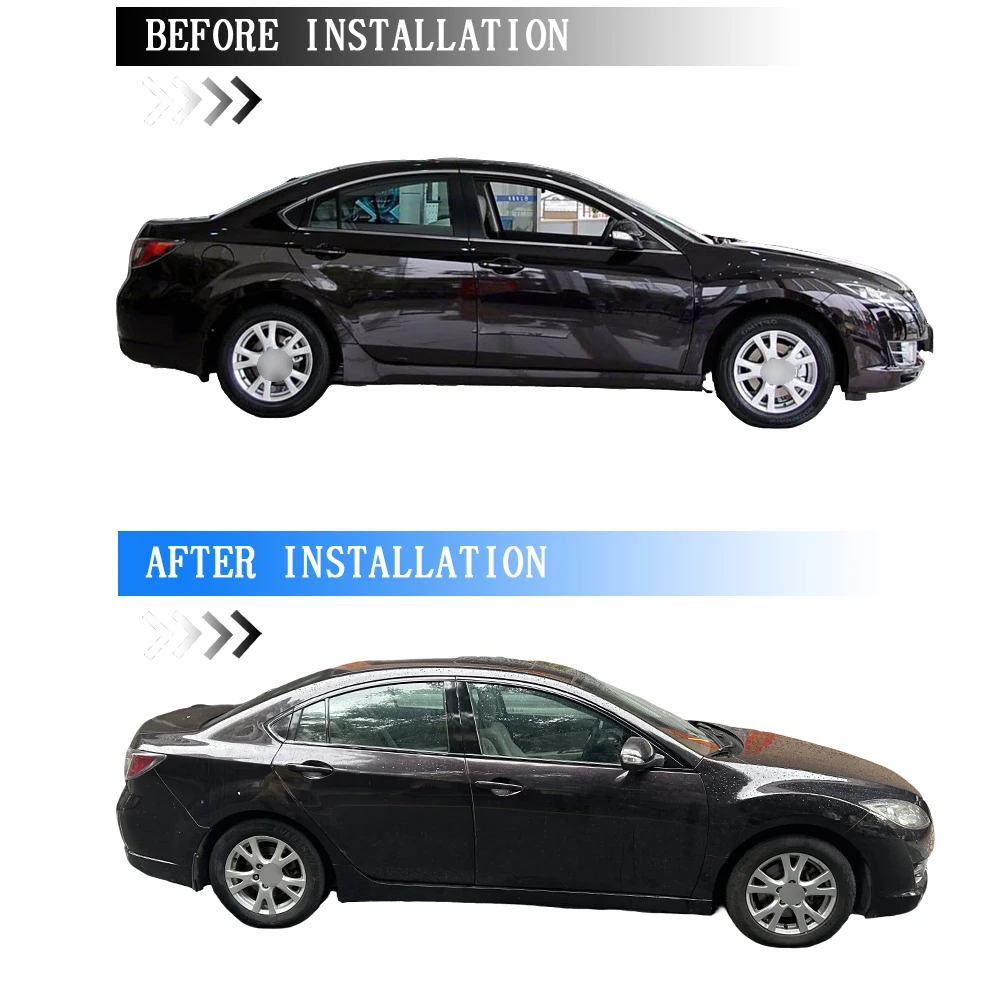 Фото Глянцевая черная наклейка-имитация хрома для окон Mazda 6 GH 2009-2013, внешняя отделка автомобиля №1