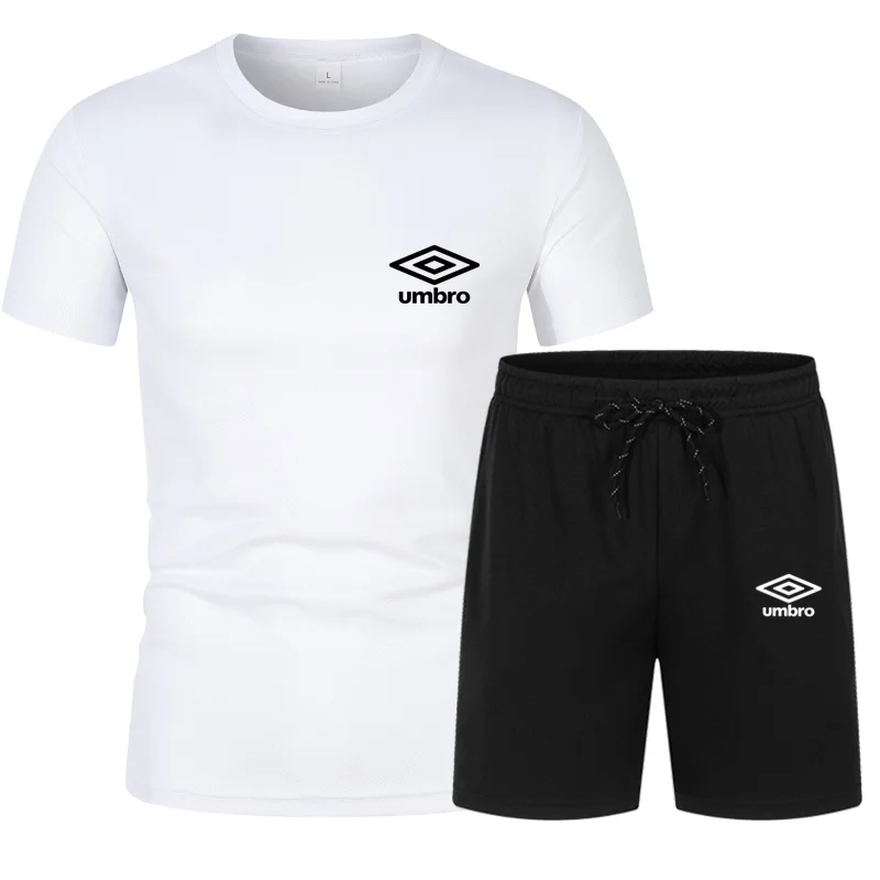 

Мужской спортивный костюм UMBRO в летнем стиле, повседневный Модный хлопковый костюм с принтом, свитшот с короткими рукавами, Мужская футболк...