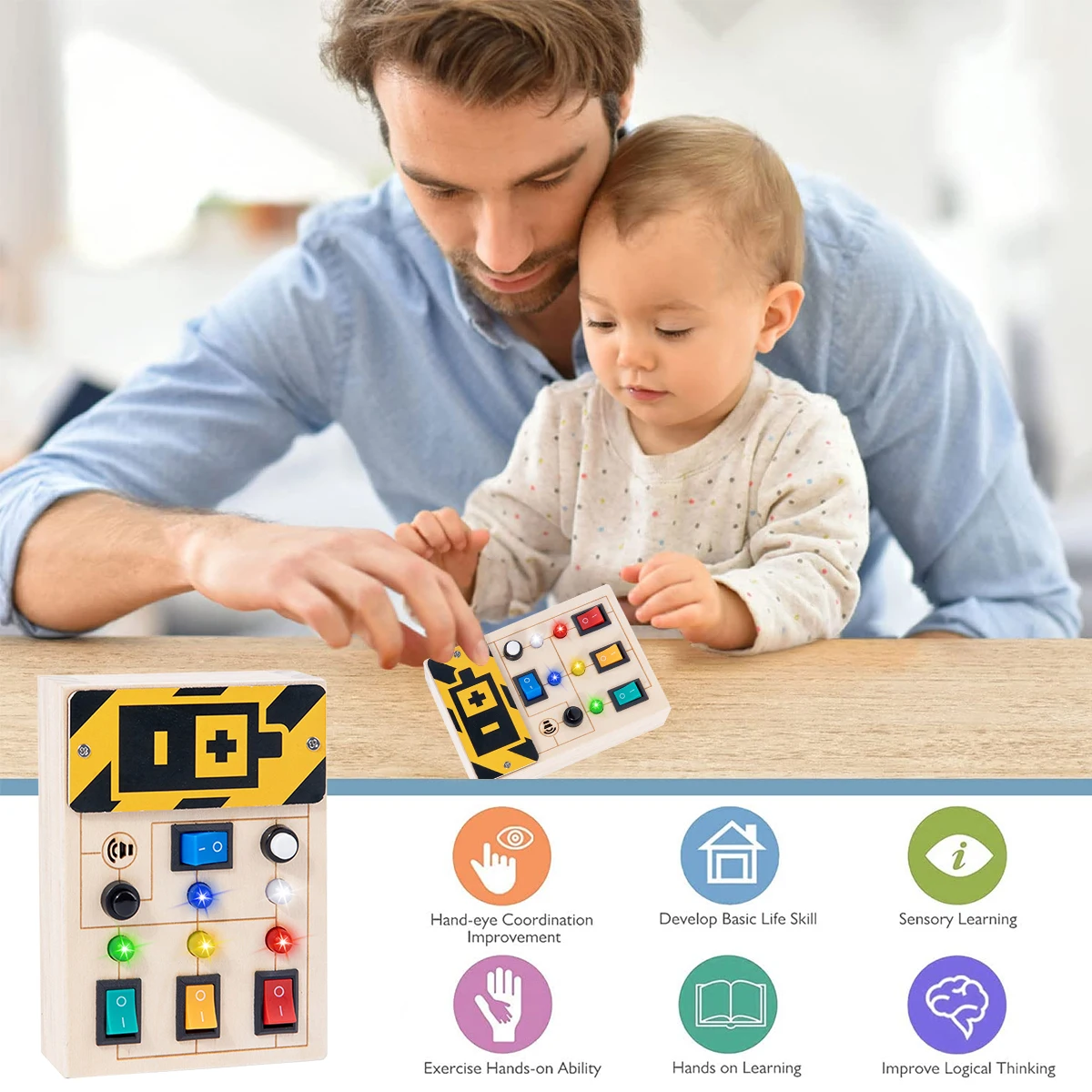 

Креативная переключаемая розетка, обучающие игрушки для малышей, деревянная занятая доска Монтессори, детская электронная обучающая сенсо...