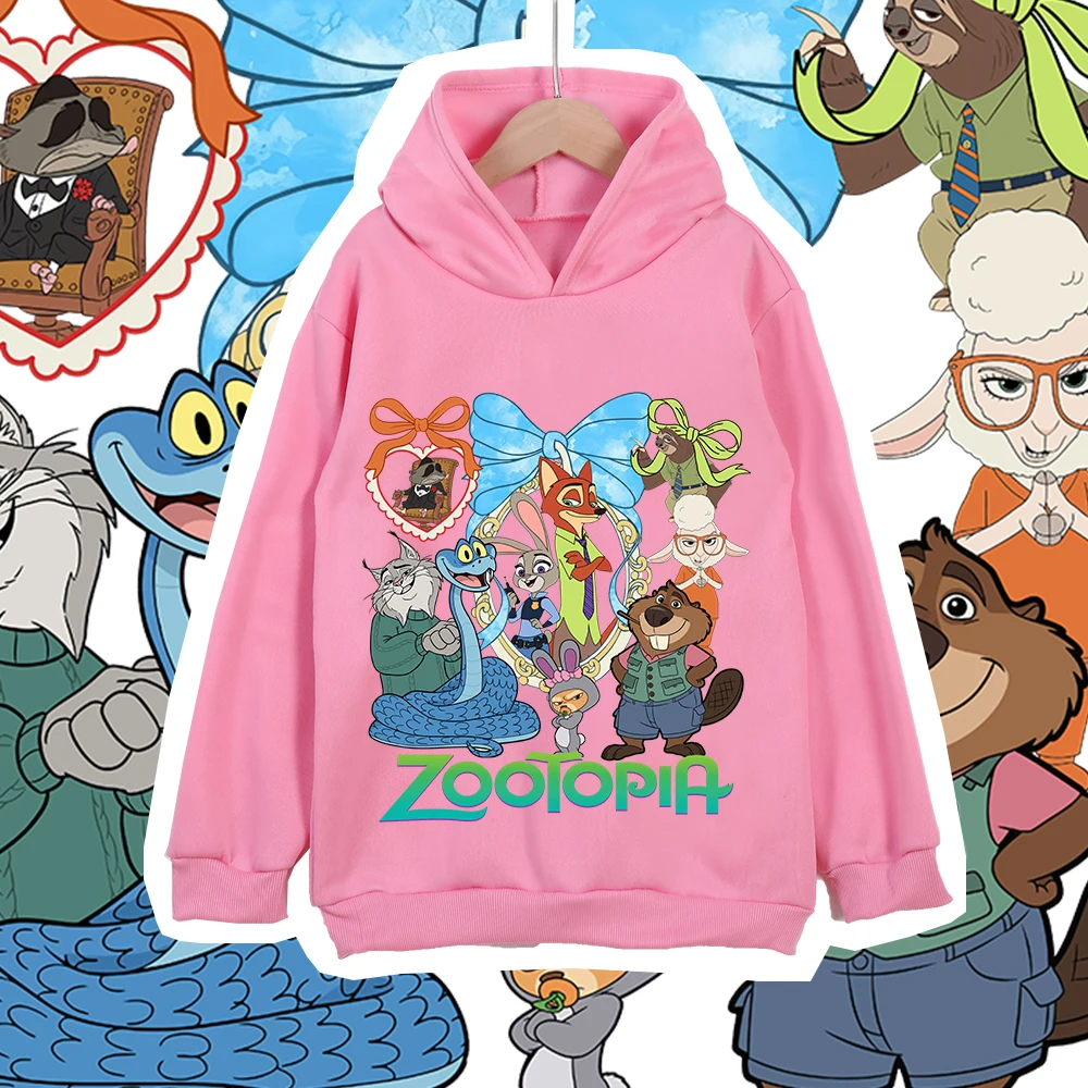 Фото Детская флисовая толстовка с принтом Disney Zootopia Judy Nick 2026 Wonderful Gang Gathering, унисекс, для мальчиков и девочек, осенне-зимняя теплая одежда №5