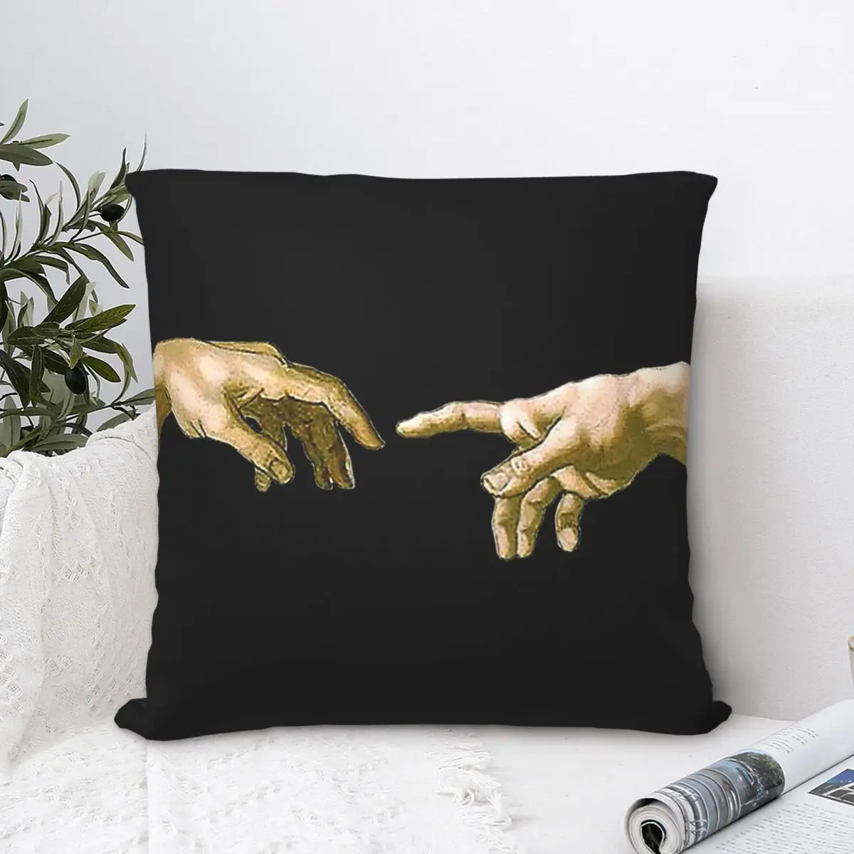 

Touch Of God, The Creation Of Adam Throw Pillow Case Short Plus Cushion Covers Home Sofa Chair Decorative Backpack