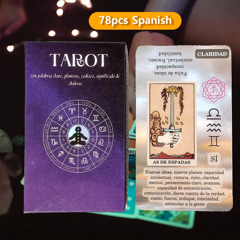 

78pcs Spanish Version Oracle Cards Decks Gift Tarot Deck Future Fate Indicator Forecasting Table Games Board Games Beginners