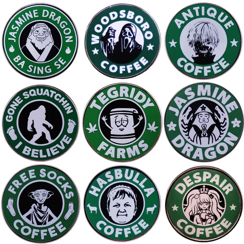 

Anime Cartoon Character Coffee Lover Enamel Brooch Pin Brooches Lapel Pins Badge Denim Jacket Jewelry Accessories Fashion Gifts