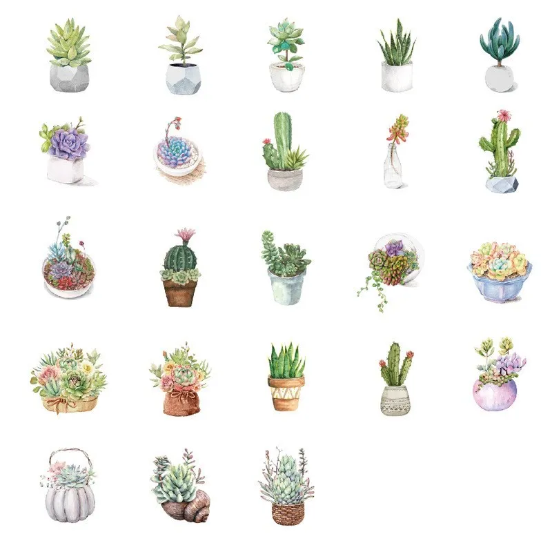 

Набор стикеров с кактусами и суккулентами Gimue