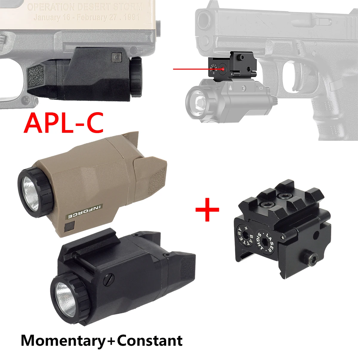 Тактический мгновенный/постоянный светодиод APL-C с зеленой красной лазерной