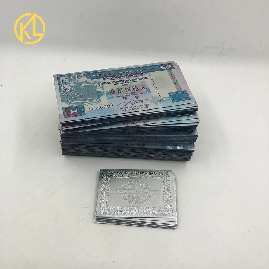 

100pcs/lot Chinese Chinese FIVE HUNDRED MILLION HONGKONG DOLLAR Silver or Gold Lion Banknote for nice gift and hobby collection