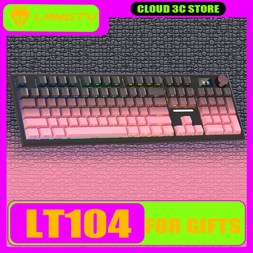 Langtu Lt104 Механическая клавиатура Многофункциональная ручка экрана RGB