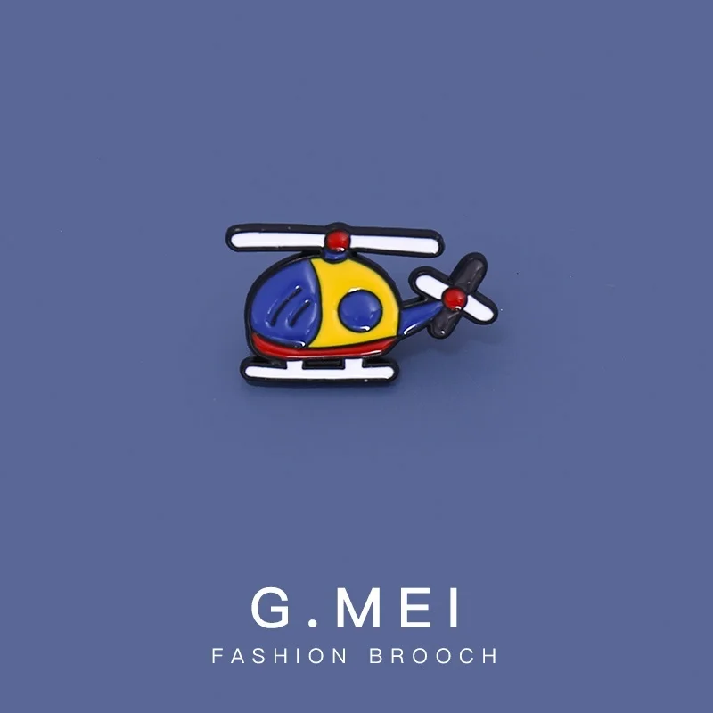 

Helicopter Brooch fashion male and female personality cartoon creative metal badge pin schoolbag student decorations