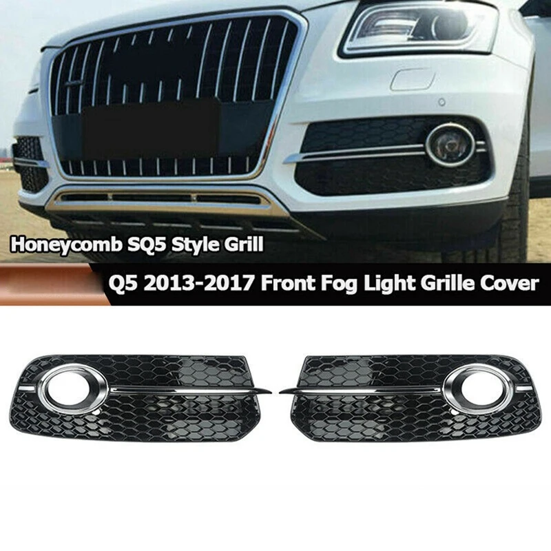 

1 Pair Car Front Fog Light Cover Honeycomb Grille Grill for- Q5 2013-2016