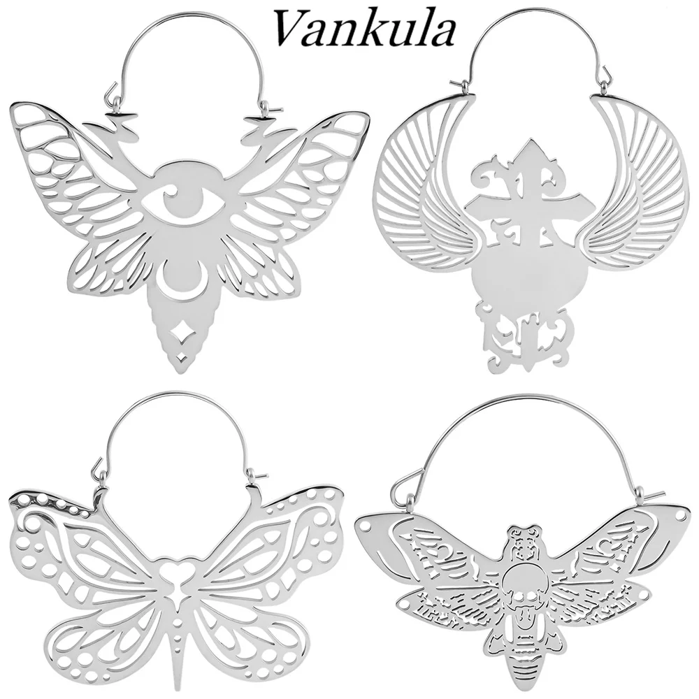 

Vankula 2PCS Fashion Butterfly Ear Hanger Weights Pendant Stainless Steel Ear Plugs Gauges Stretcher Body Piercing Jewelry