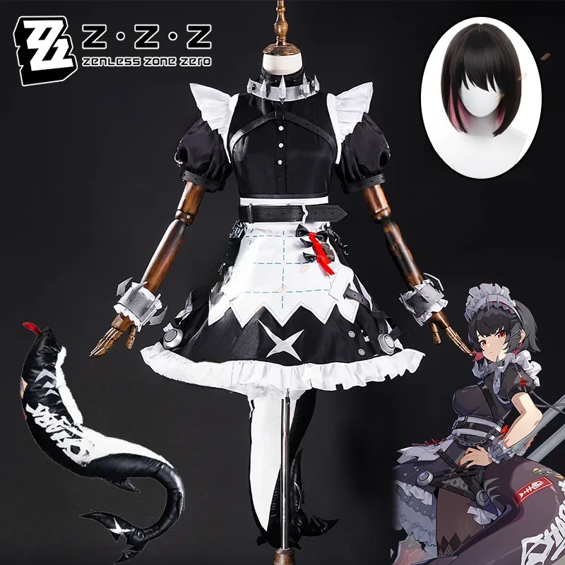 Zenless Zone Zero Ellen Joe косплей парик платье горничной униформа хвост Виктория уборка