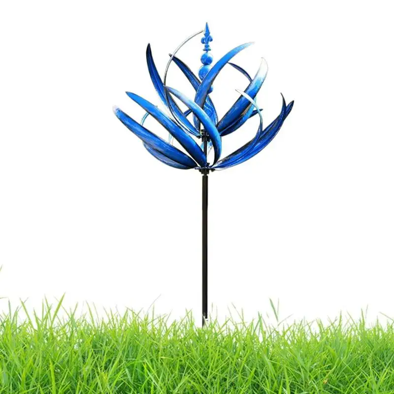 

3D Wind Chimes Spinners Wrought Iron 3D Wind Spinner Beautiful Lotus Design Outdoor Decorative Accessory For Balconies Porches