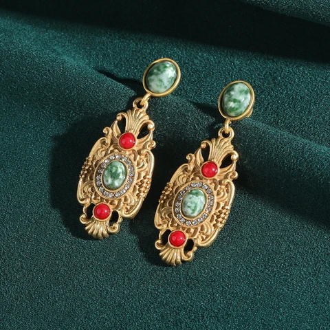 Сережки-капельки STALAIT красные из меди