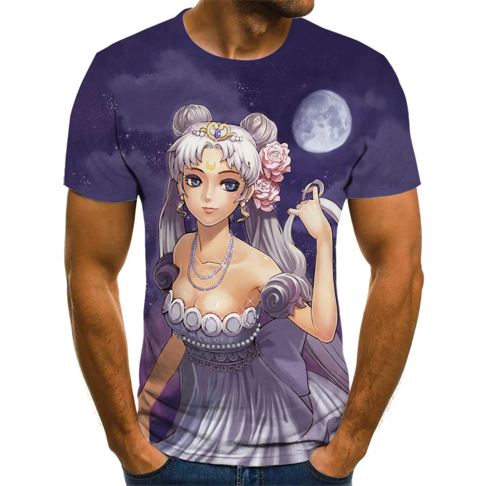 

Кофта с принтом Сейлор Мун, футболки с аниме рисунком Camisetas манга, Мужская одежда, летняя уличная одежда, мужская рубашка