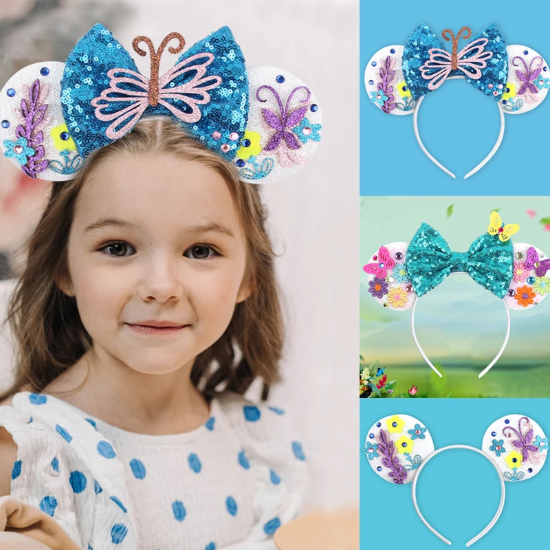 

Повязка на голову «бабочка» Disney, декоративный головной убор с бантом для детей, аксессуары для волос с Микки Маусом, аксессуары для косплея