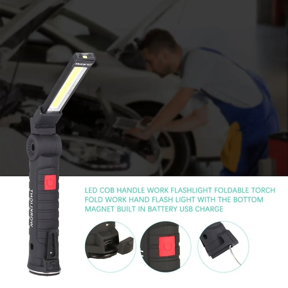 

Folding COB LED Work Light Portable Spotlight with Magnetic Base Clip USB Charging Repair Torch Movable Work Light Flashlight