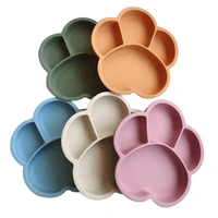 diy kids feeding plate silicone sucker bowl baby infant safe dining plate cute cartoon cats paw shape children dishes tableware