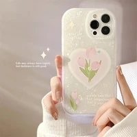 fashion shell pattern flowers tulip phone case for iphone 13 pro max 12 11 x xr xs 7 8 plus cute soft silicone shockproof cover
