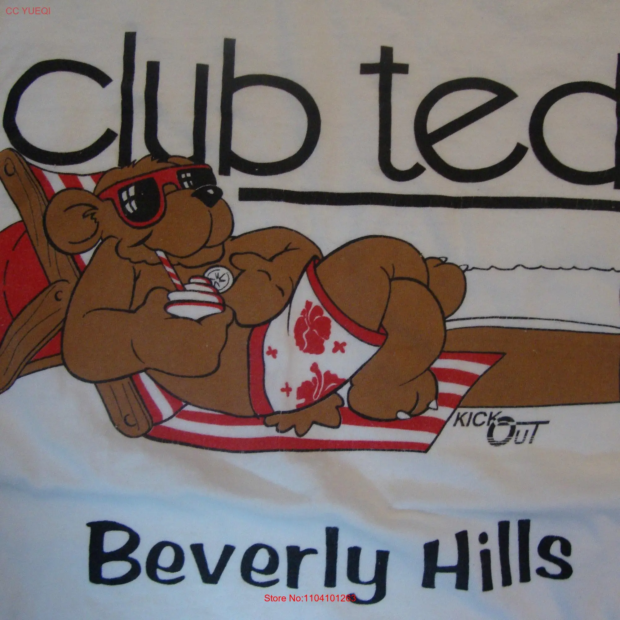 Сувенирная белая футболка Vtg 90 клубный чай Беверли Хиллз размер XL с длинным или