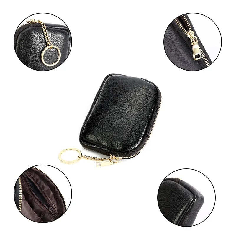 Women Mini Wallet Coin Purse Leather Kids Purses Coin Credit Card Keys Wallet Small Zipper Keychain Clutch Lipstick Change Pouch