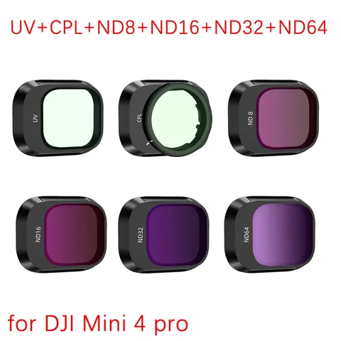 Набор фильтров из алюминиевого сплава для камеры DJI Mini 4 Pro ND8/16/32/64 CPL - изображение