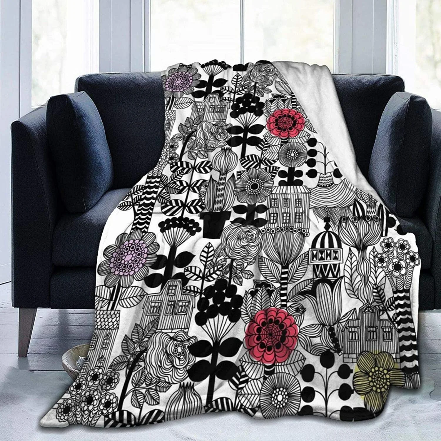 

Flannel Super Soft Fleece Bedspread Home Decor All Season for Bed Couch Living Room Marimekko Piece Throw Blanket Picnic Blanket