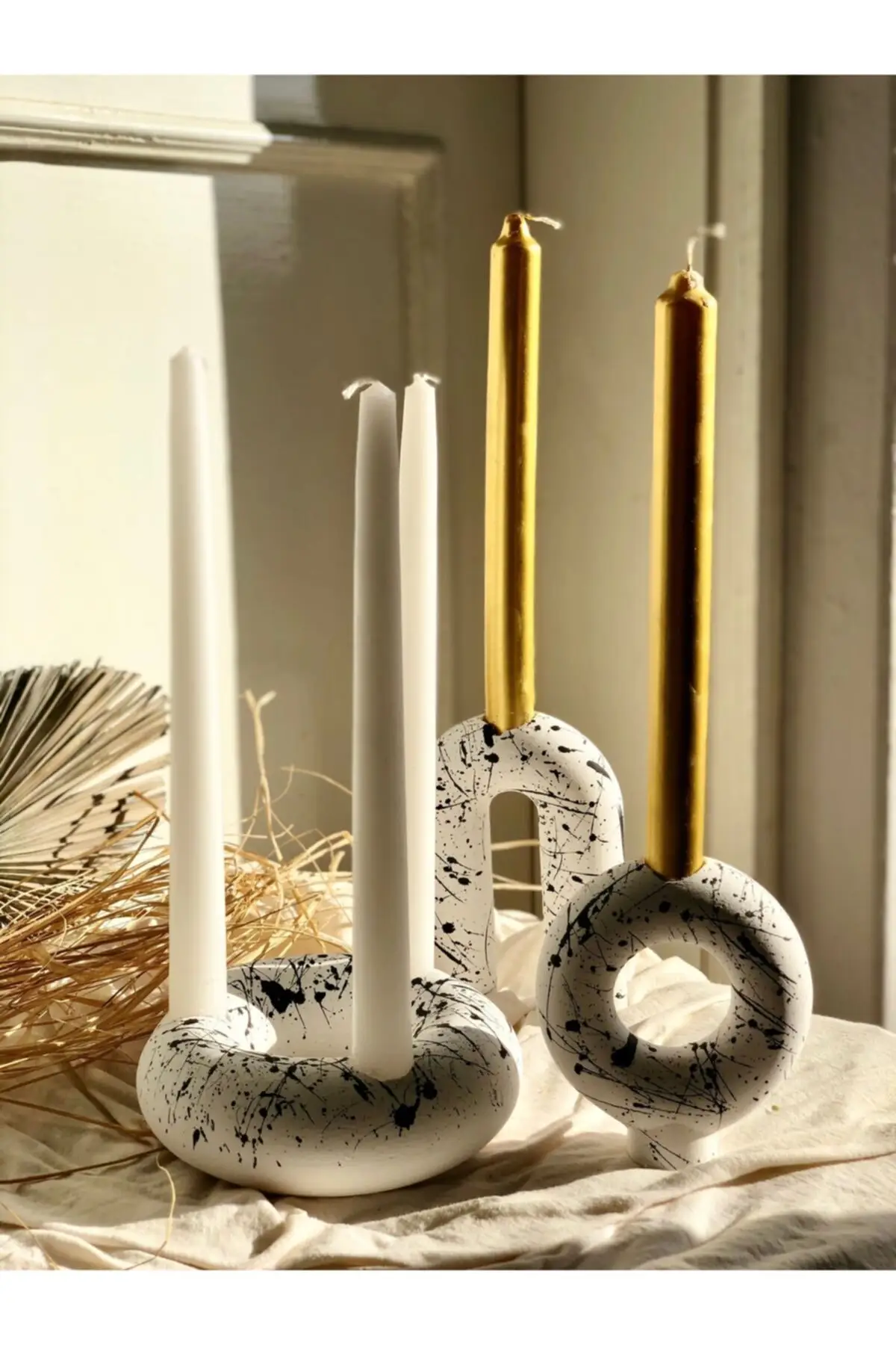 

Creative Nordic Style Handmade 3 Pieces Ceramic Candlestick Holder Creative Candle Holder Vase Desktop Decoration Rustic Home De