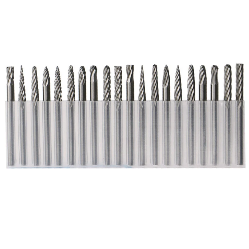 

New Carbide Burrs Set 1/8 Shank Diameter Double Cut Tungsten Carbide Burs Rotary File Carving Grinding Bit 20Pcs