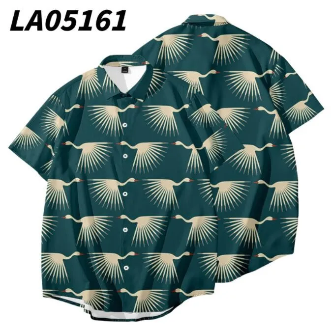 Print Leaf Flower Men Shirts Spring Summer New Turn-Down Collar T-Shirts Casual Loose Short Sleeve Rayon Coat Large Size Jacket