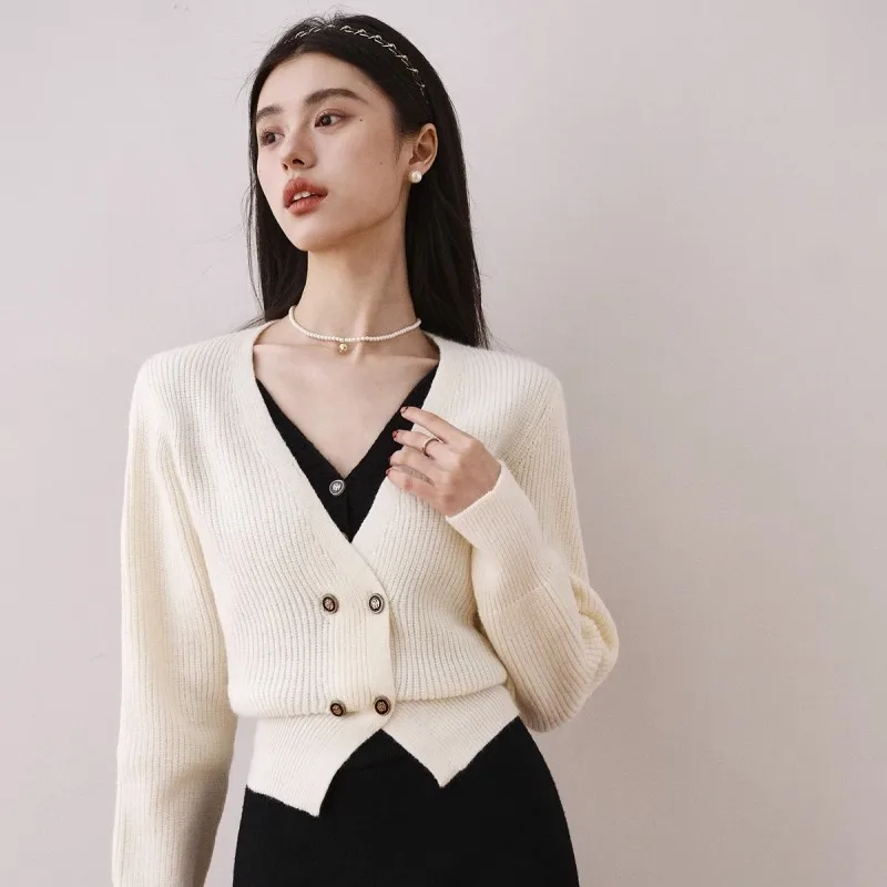Вязаный кардиган верхняя одежда для женщин на осень и зиму новый дизайн высокое