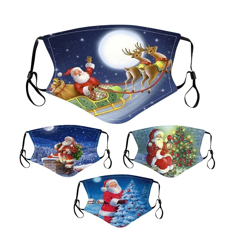 

Маска для лица с Санта-Клаусом, хлопковая, многоразовая, моющаяся, теплая, ветрозащитная