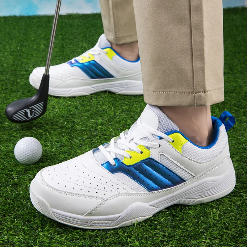 New Professional men's golf shoes leather breathable waterproof anti-skid training shoes white sports shoes large size 38-46
