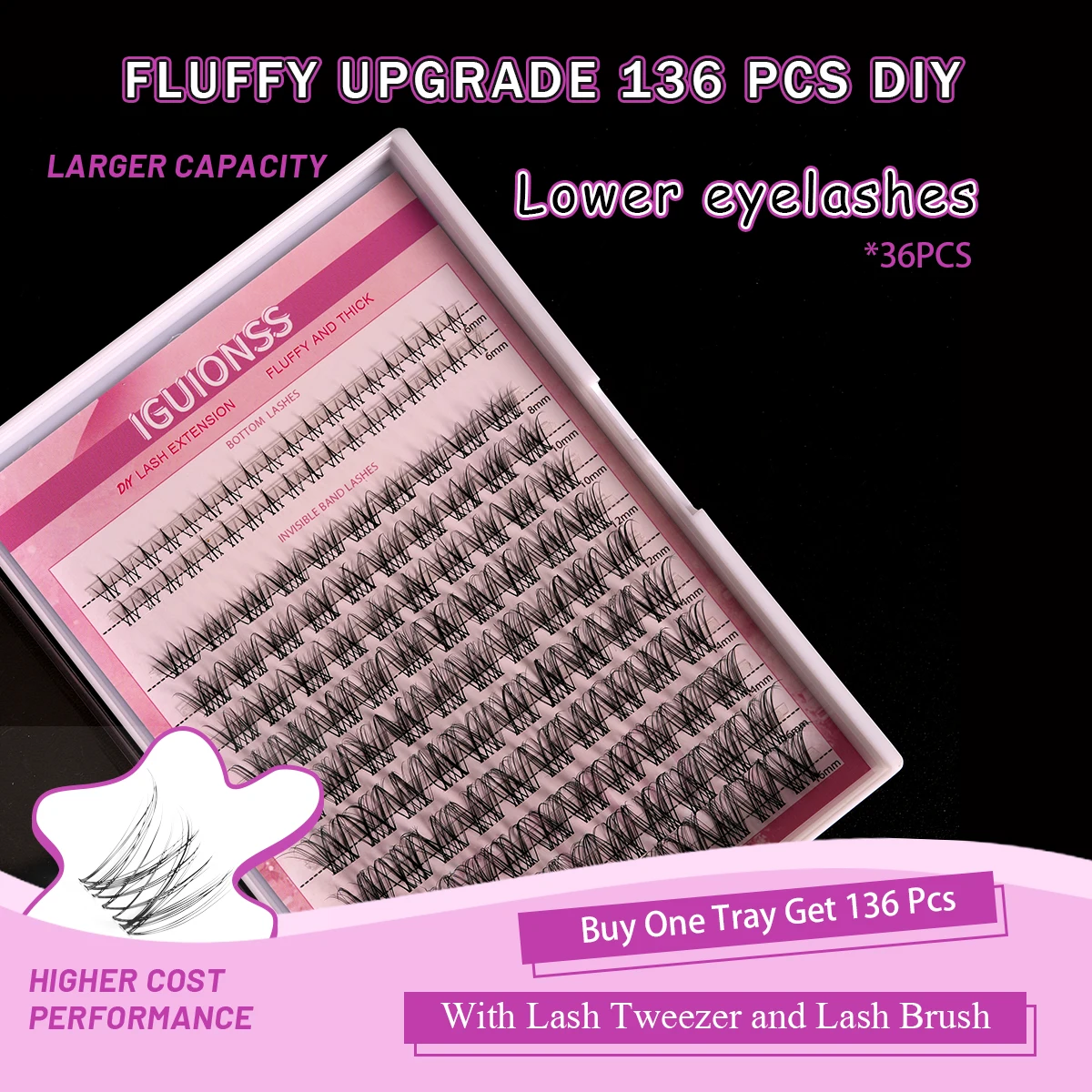 Новый набор для наращивания накладных ресниц IG3950 вьющиеся натуральные ресницы